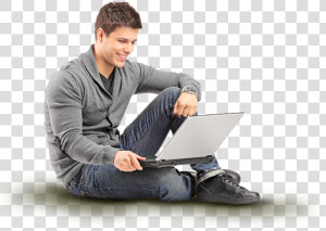 Guy Sitting On The Ground   Png Download   Guy With Laptop Png  Transparent Png