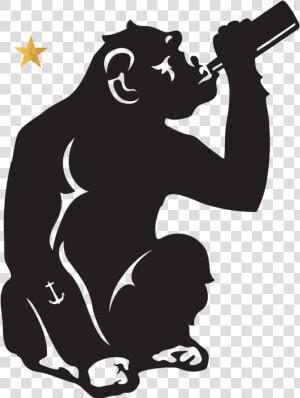 Brass Monkey   Monkey Drinking Silhouette  HD Png Download