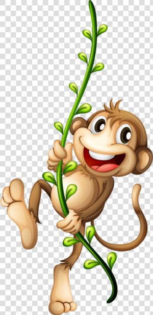 Monkey Clipart Png Image   Monkey Hanging From A Vine  Transparent Png