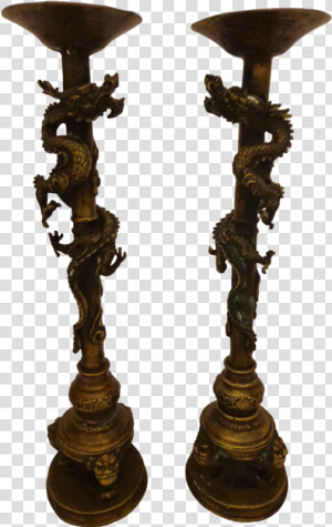 Fabulous Antique Chinese Bronze Temple Candle Holders   Antique Chinese Vintage Brass Candle Holders  HD Png Download