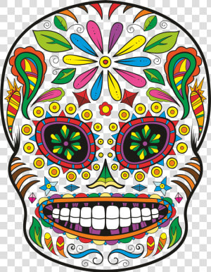 Calavera Day Of The Dead Skull Sticker Decal   Colorful Sugar Skull Designs  HD Png Download