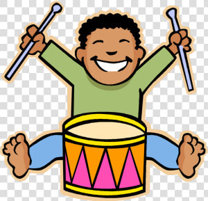 Kids Music Clipart Free   Boy Playing Drum Cartoon  HD Png Download