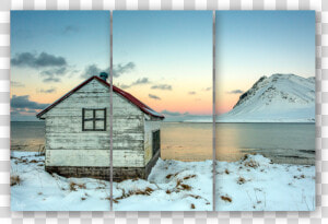 Iceland Cabin Triptych   Snow  HD Png Download