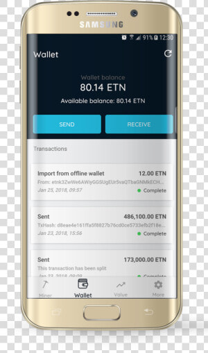 Samsung mockup   Electroneum Mining App  HD Png Download