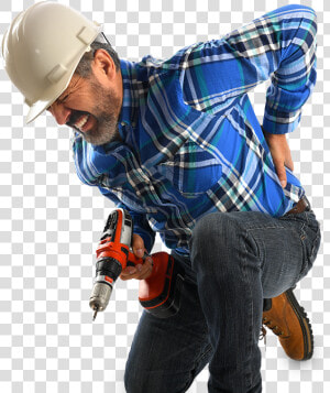 A Construction Worker Bending Over In Pain   Physical Therapy Construction Site  HD Png Download