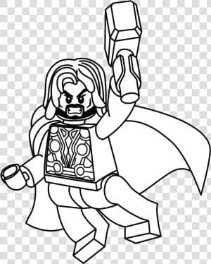 Thor Para Colorir E Pintar   Drawing Of Lego Thor  HD Png Download