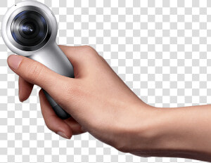 A Hand Holding The Gear 360 Moves From The Right To   Samsung Gear 360 Logo  HD Png Download