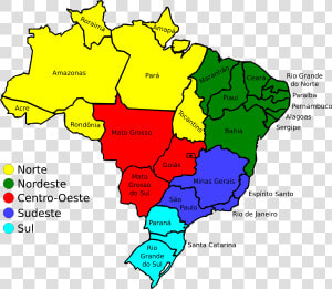 Map Of Brazil  V3 Png Clip Arts   Mapa De Regiones De Brasil  Transparent Png