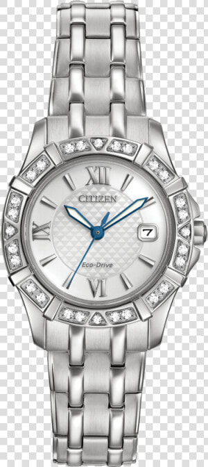 Citizen Diamond Bezal Silhouette Ladies Watch   Citizen Eco Stainless Steel Drive Women  HD Png Download