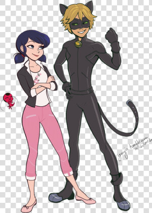 Chat Noir And Marinette Drawing  HD Png Download