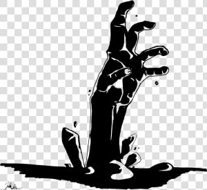 Silhouette Black And White Clip Art   Zombie Black And White  HD Png Download