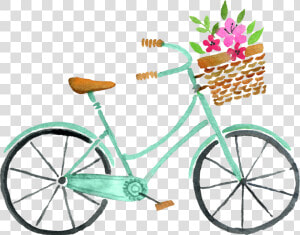 Transparent Material For Cartoon Fresh Bicycles   Watercolor Spring Clipart  HD Png Download