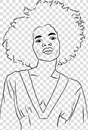 Illustration Of A Woman With Curly Hair   Curly Hair Line Art  HD Png Download