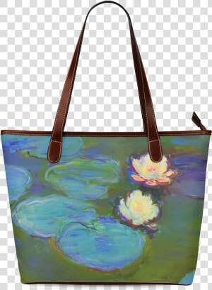 Monet Water Lilies Shoulder Tote Bag   Coach Tote Zip Pacman  HD Png Download