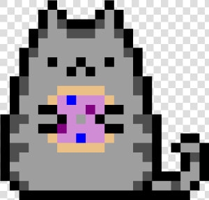 The Pusheen Cat Holding A Dounut   Pusheen Minecraft Pixel Art  HD Png Download