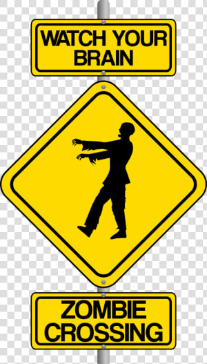 Zombie Crossing The Street Comic Traffic Sign   Zombie Crossing  HD Png Download