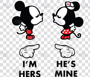 Home Page Shops Married With Mickey I’m Hers He’s Mine   Mickey And Minnie Love Drawings  HD Png Download