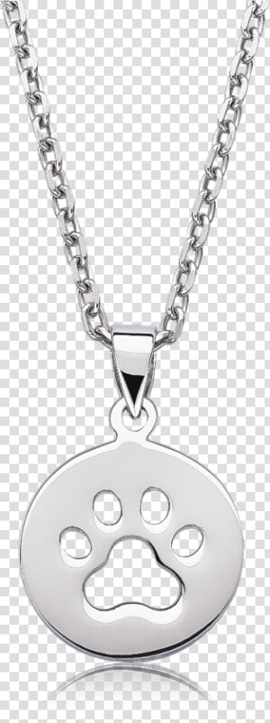 Paw Print Medal Pendant In Sterling Silver   Paw Print Sterling Silver Necklace  HD Png Download