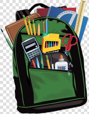 Backpack Filled With School Supplies  HD Png Download