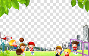 Basketball Cartoon Football Kids Free Clipart Hd Clipart   Sport Day Cartoon Border  HD Png Download