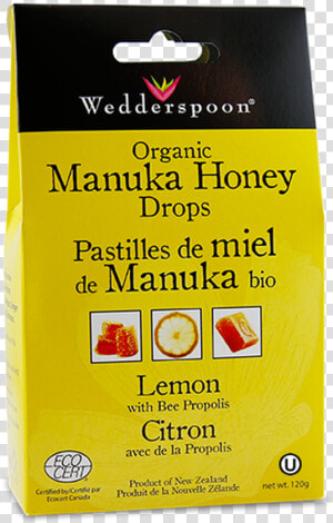 Wedderspoon Organic Manuka Honey Drops With Lemon  amp    Wedderspoon  HD Png Download