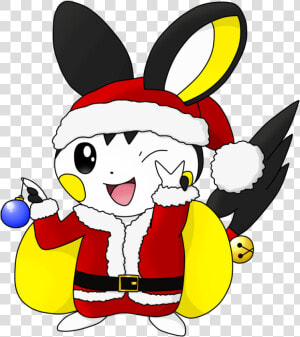 So If You Re Curious To See The Full Santa Emolga Art   Cartoon  HD Png Download