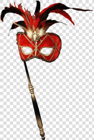 Forum Novelties Women S Feather Masquerade Mask With   Venetian Masks With Stick  HD Png Download