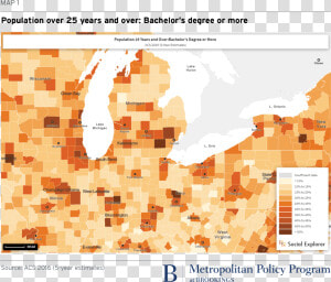 Metro 20171215 Map Population Over 25 Yrs Bachelor   Deindustrialization Map In Us  HD Png Download