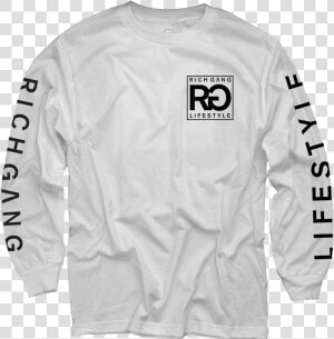 Rich Gang Life Style White Long Sleeve T shirt   White Long Sleeve T Shirt Front  HD Png Download