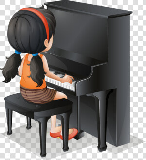 Transparent Piano Clipart   Cartoon Girl Playing Piano  HD Png Download