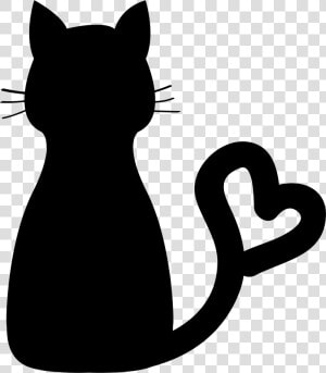 Cat Black And White Cat Clip Art   Cat Silhouette With Heart Tail  HD Png Download