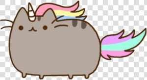  unicorn  pusheen  kawaii  cute  rainbow  horn  sticker   Pusheen Cat Rainbow Gif  HD Png Download