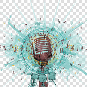 Microphone Background With Music Notes   Transparent Background Microphones Png  Png Download