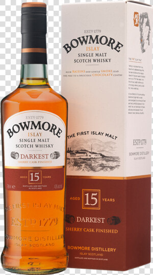 Bowmore Darkest 15 Yr Sherry Cask Single Malt Scotch  HD Png Download