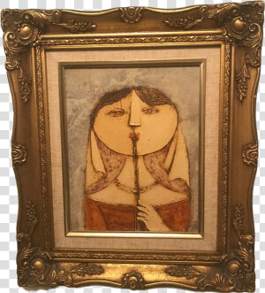 Framed Vintage Oil Painting Of Lady In Waiting  amp  Flute   Picture Frame  HD Png Download