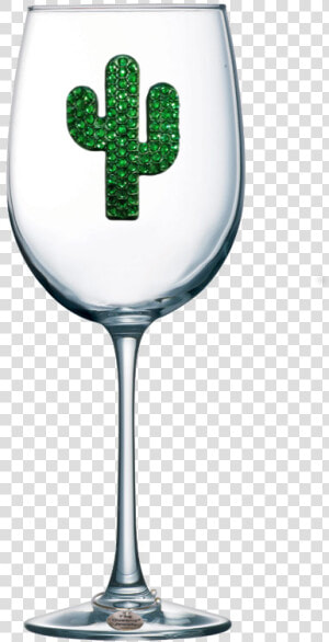 Cactus Jeweled Stemmed Wine Glass   Etching Wine Glass Mom  HD Png Download