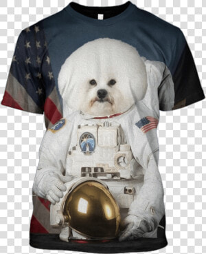 Gearhuman 3d White Dog Astronaut Tshirt   Dog That Went To The Moon  HD Png Download