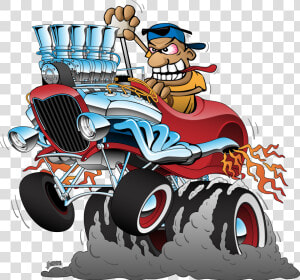 30 S Highboy Hot Rod Race Car Dragster Cartoon By Clipart   Old Hot Rod Car Cartoon  HD Png Download