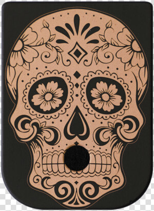 Sugar Skull Brass Black Traditional Finish Mag Plate  HD Png Download