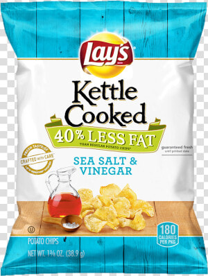 Lay S® Kettle Cooked 40  Less Fat Sea Salt  amp  Vinegar   Lay  39 s Kettle Cooked Salt And Vinegar  HD Png Download