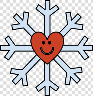 Snowflake  Smiley Face  Heart  Red   Snowflake With A Face Clipart  HD Png Download