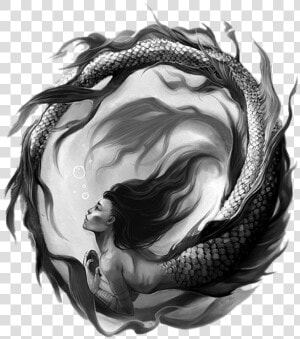 Mermaid Tattoo Drawing Siren Sketch   Dark Mermaid Tattoos  HD Png Download