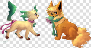 Flareon X Leafeon   Cute Leafeon And Flareon  HD Png Download