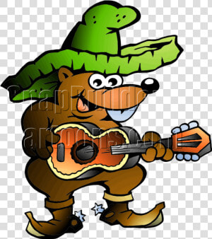 Mole Playing Guitar   Poul Carlsen   Tegning  HD Png Download