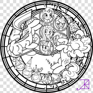 Pinkie Pinkamena Stained Glass Line Art By Akili   My Little Pony Dazzlings Coloring Pages  HD Png Download