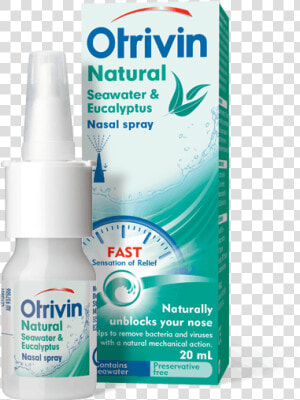 A Bottle Of Otrivin Clear With Seawater And Eucalyptus   Otrivin Sea Water Nasal Spray  HD Png Download