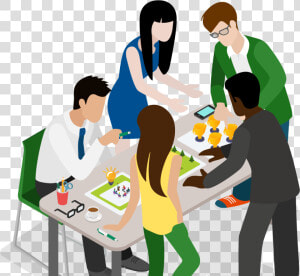 People Working Together At A Table   Business People Cartoon Png  Transparent Png