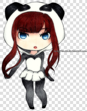 Chibi Anime Panda Girl Cute Panda Drawings  HD Png Download