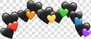  emoji  black  rainbow  hearts  crown  ✨🖤❤️🧡💛💚💙💜✨   Rainbow Heart Black Emoji  HD Png Download