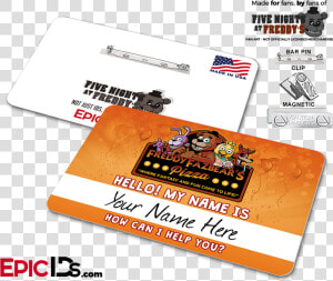 Freddy Fazbear S Pizza Fnaf Employee Name Badge  HD Png Download